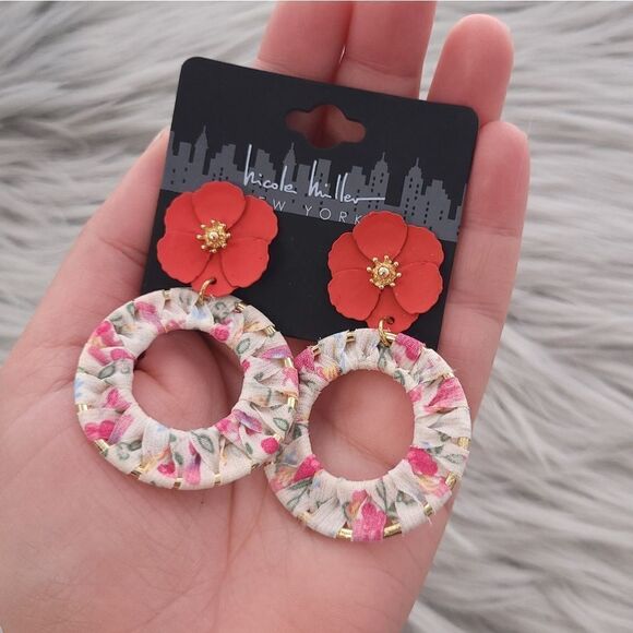 Nicole Miller New York Floral Hoop Earrings - Picture 3 of 4